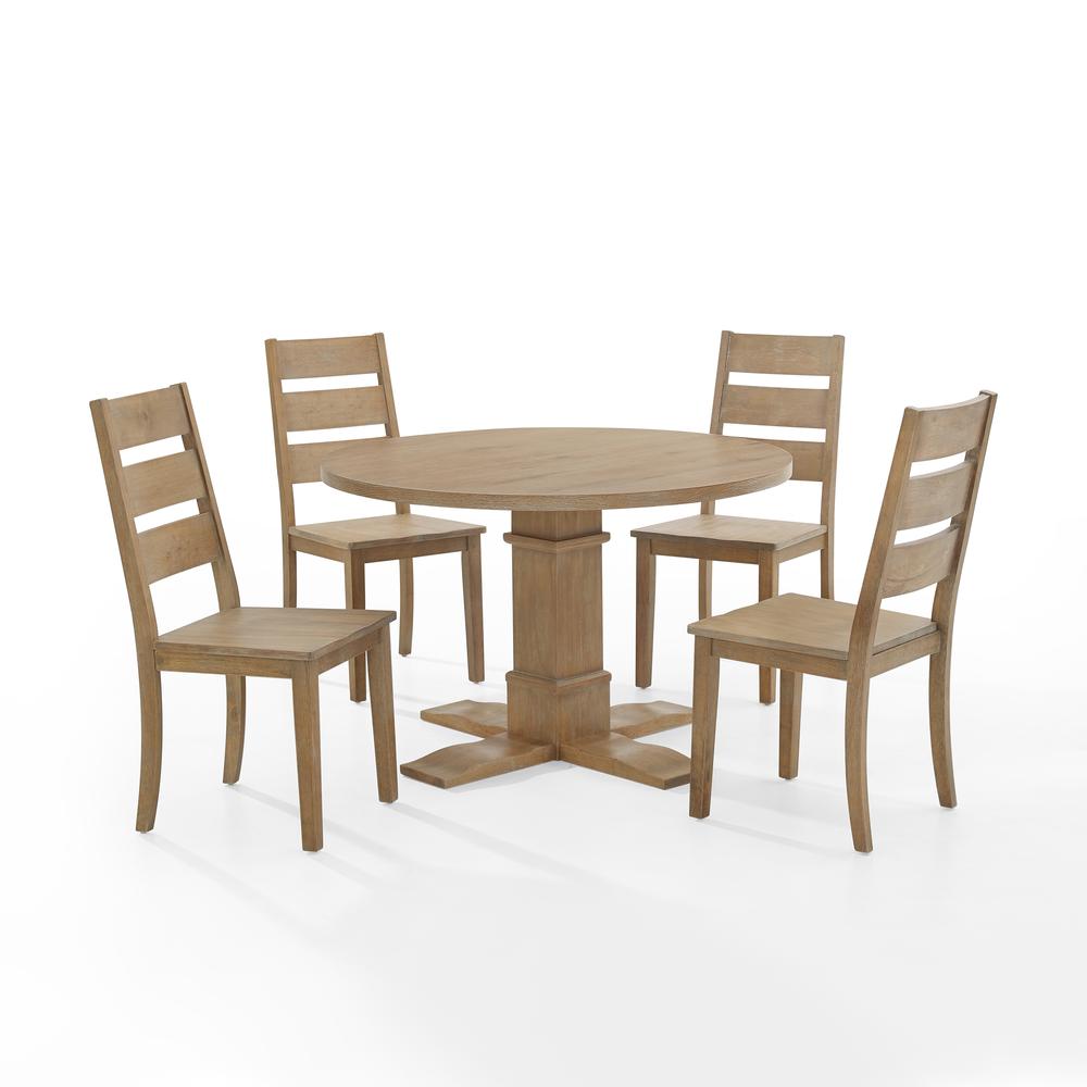 Joanna 5-Piece Round Dining Table Set For 4 - Round Table & 4 Ladder-Back Chairs. Picture 6