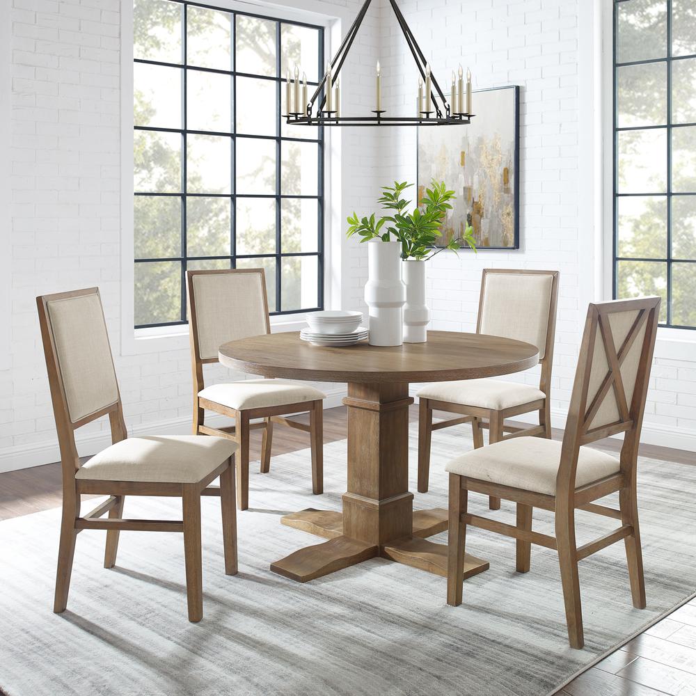 Joanna 5-Piece Round Dining Table Set For 4 - Round Table & 4 Back Chairs. Picture 1