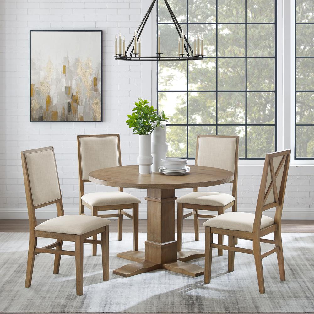 Joanna 5-Piece Round Dining Table Set For 4 - Round Table & 4 Back Chairs. Picture 2