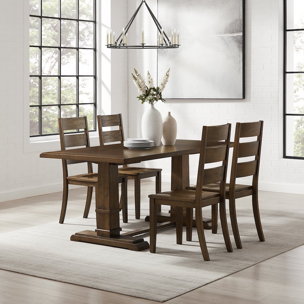 Joanna 5-Piece Dining Table Set For 4 - Table & 4 Ladder-Back Chairs. Picture 3