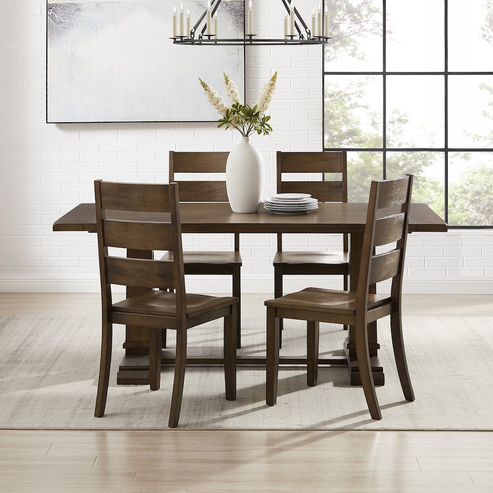 Joanna 5-Piece Dining Table Set For 4 - Table & 4 Ladder-Back Chairs. Picture 4
