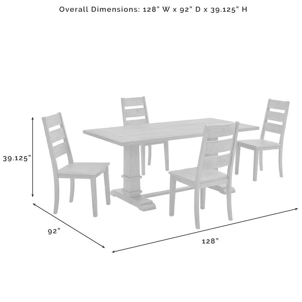 Joanna 5-Piece Dining Table Set For 4 - Table & 4 Ladder-Back Chairs. Picture 7