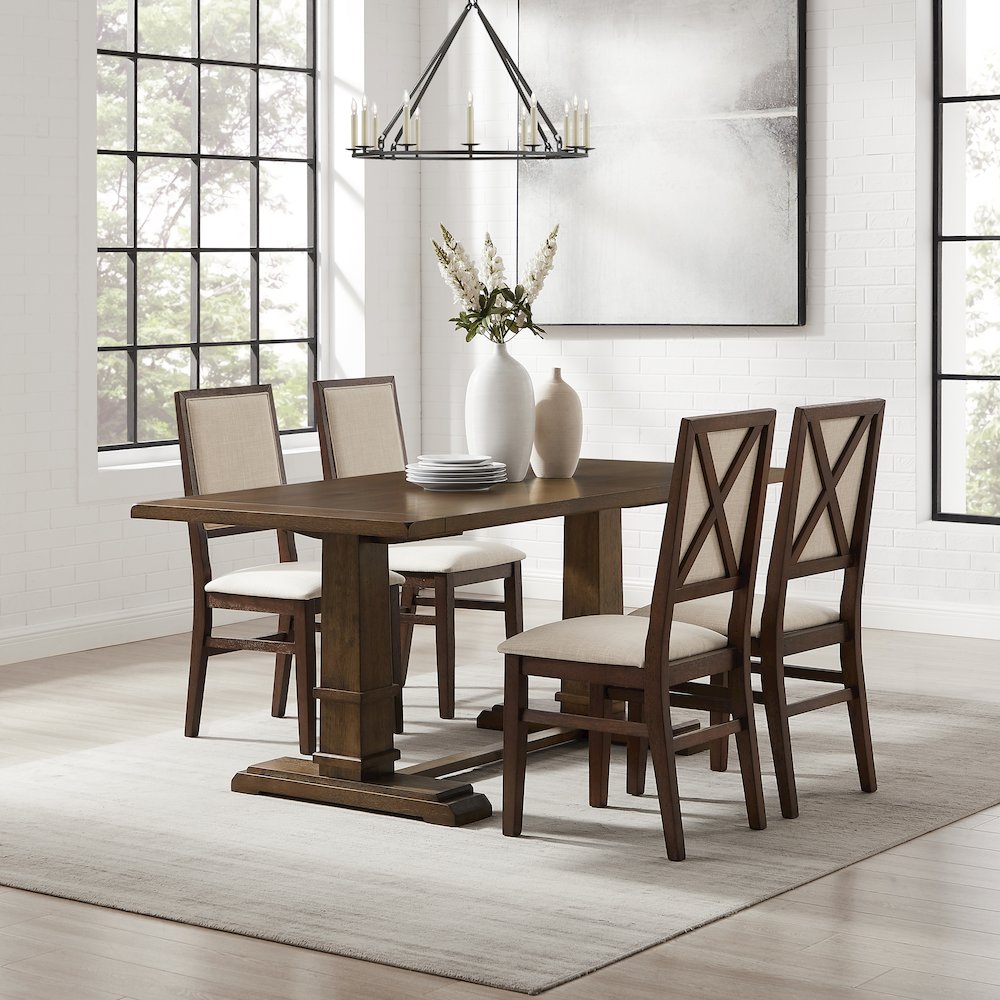 Joanna 5-Piece Dining Table Set For 4 - Table & 4 Upholstered Back Chairs. Picture 4