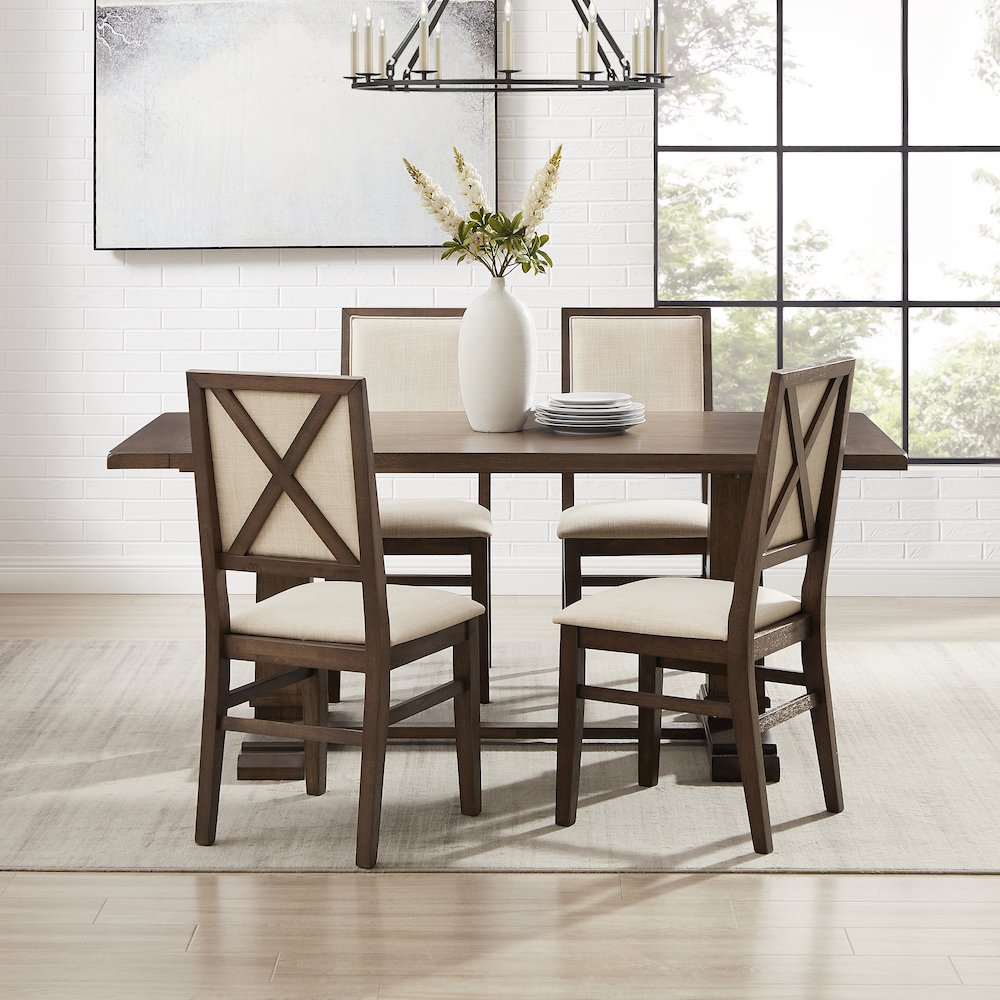 Joanna 5-Piece Dining Table Set For 4 - Table & 4 Upholstered Back Chairs. Picture 5