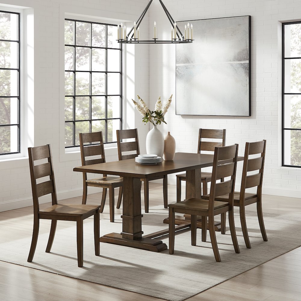 Joanna 7-Piece Dining Table Set For 6 - Table & 6 Ladder-Back Chairs. Picture 4