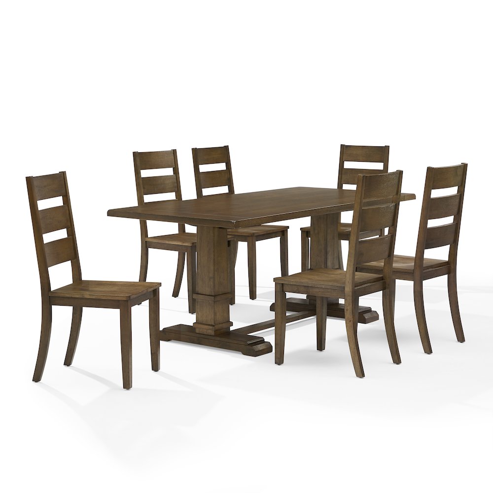 Joanna 7-Piece Dining Table Set For 6 - Table & 6 Ladder-Back Chairs. Picture 1