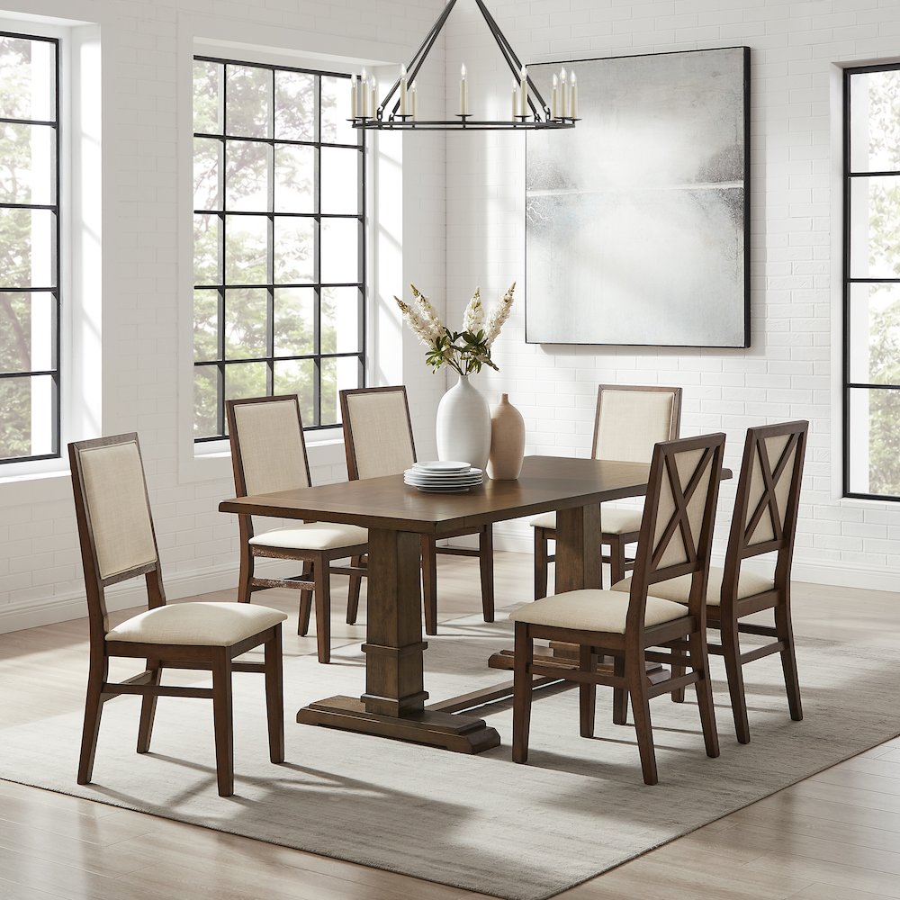 Joanna 7-Piece Dining Table Set For 6 - Table & 6 Upholstered Back Chairs. Picture 4