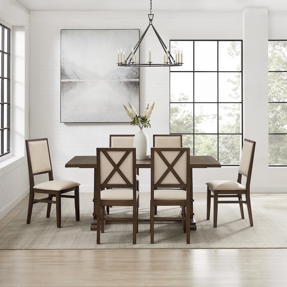 Joanna 7-Piece Dining Table Set For 6 - Table & 6 Upholstered Back Chairs. Picture 5