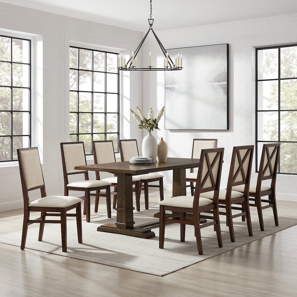 Joanna 9-Piece Dining Table Set For 8 - Table & 8 Upholstered Back Chairs. Picture 4
