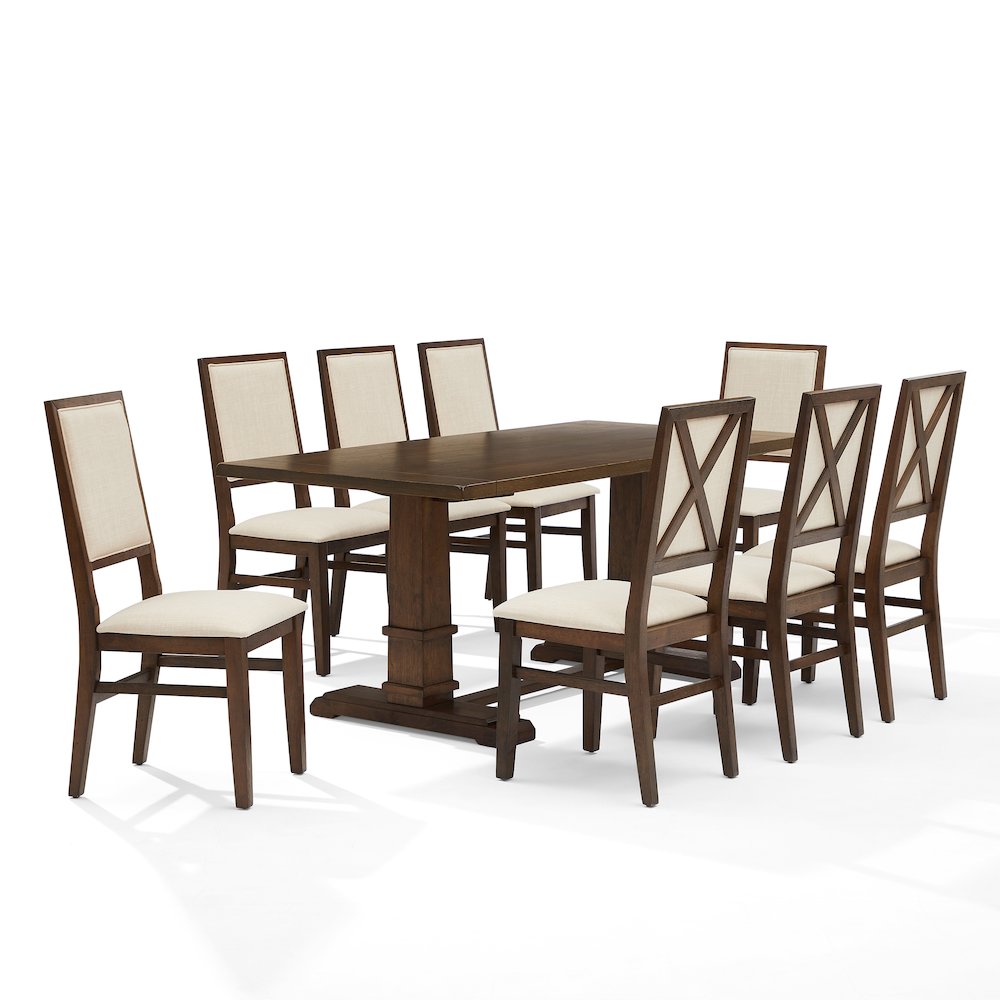 Joanna 9-Piece Dining Table Set For 8 - Table & 8 Upholstered Back Chairs. Picture 1