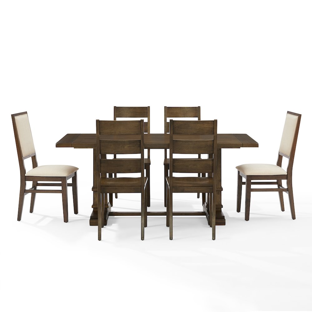 7-Piece Dining Table Set For 6, Table, 4 Ladder-Back Chairs, 2 Back Chairs. Picture 2