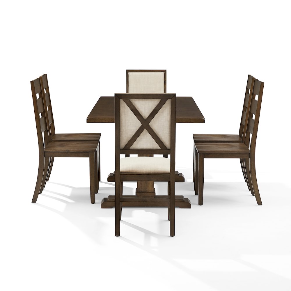 7-Piece Dining Table Set For 6, Table, 4 Ladder-Back Chairs, 2 Back Chairs. Picture 3