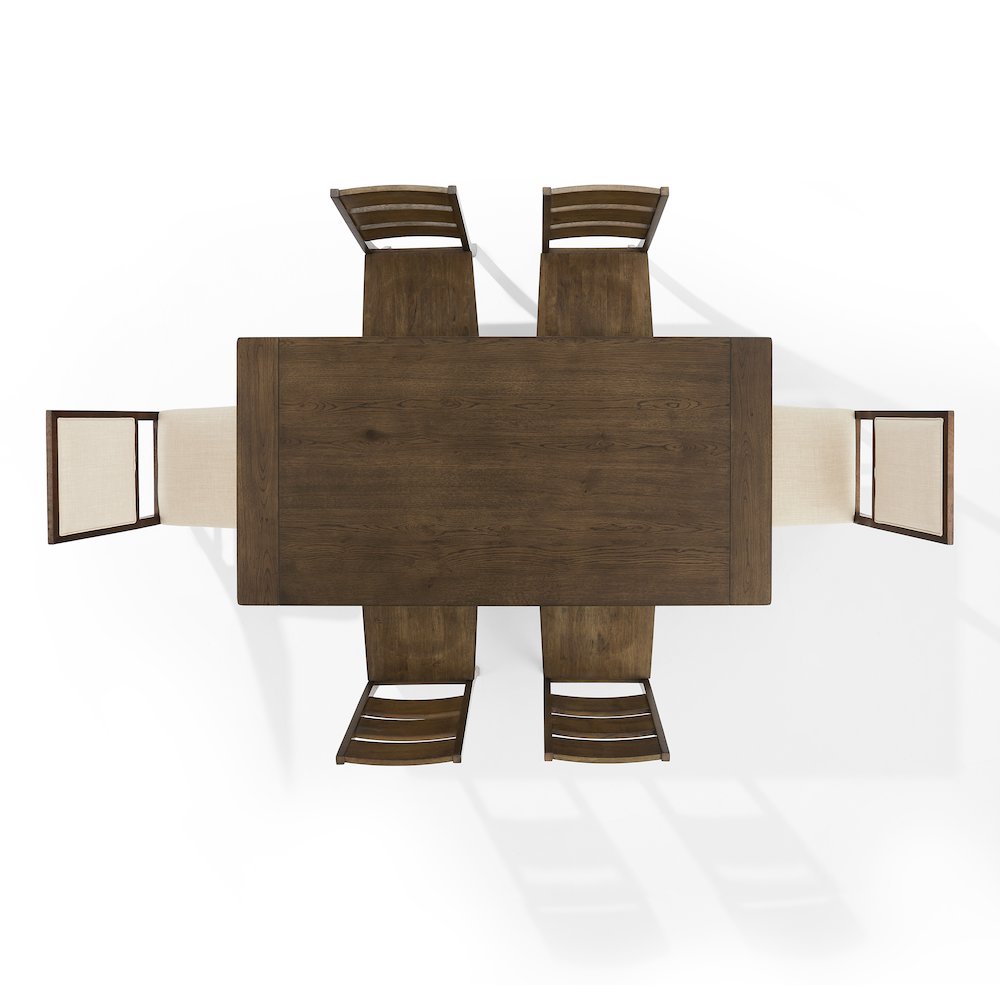 7-Piece Dining Table Set For 6, Table, 4 Ladder-Back Chairs, 2 Back Chairs. Picture 7
