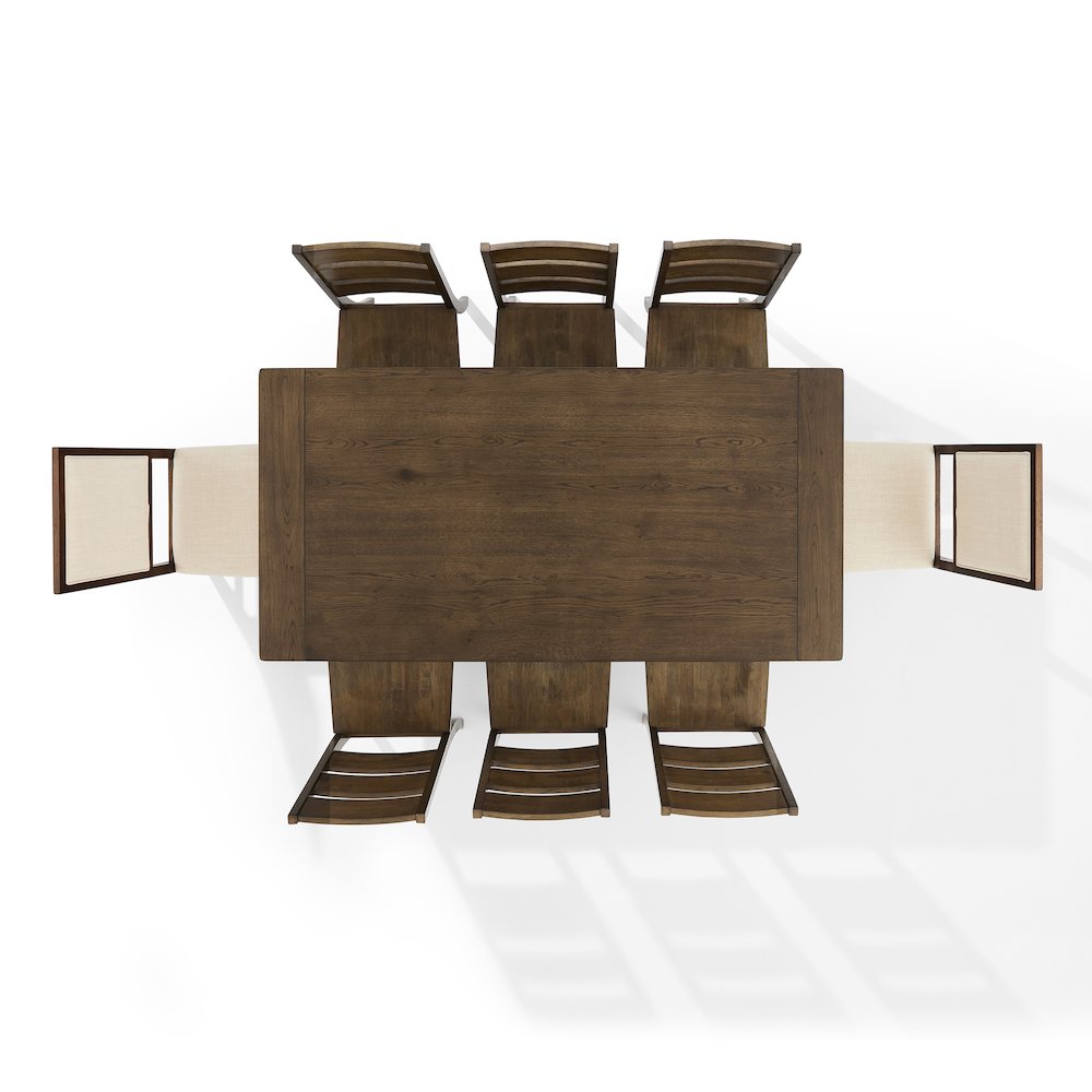 9-Piece Dining Table Set For 8, Table, 6 Ladder-Back Chairs, 2 Back Chairs. Picture 7