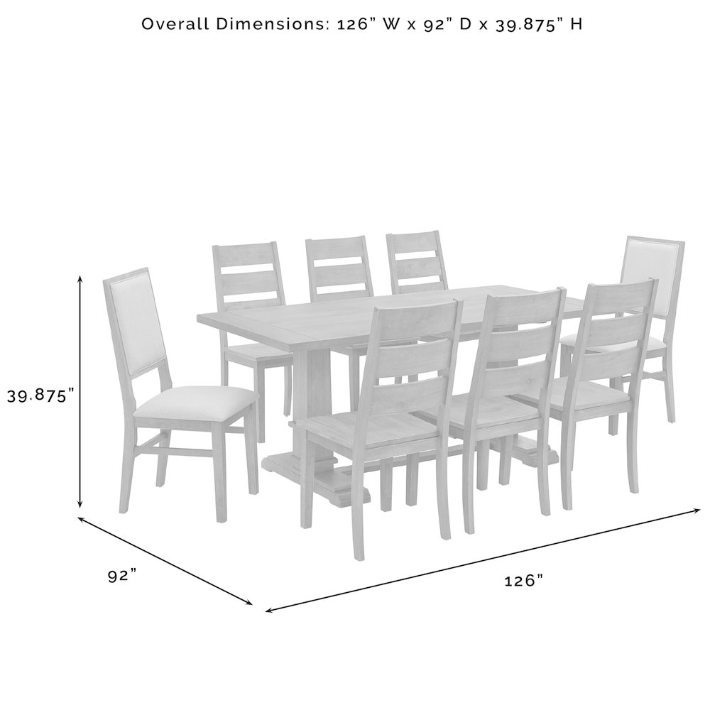 9-Piece Dining Table Set For 8, Table, 6 Ladder-Back Chairs, 2 Back Chairs. Picture 8