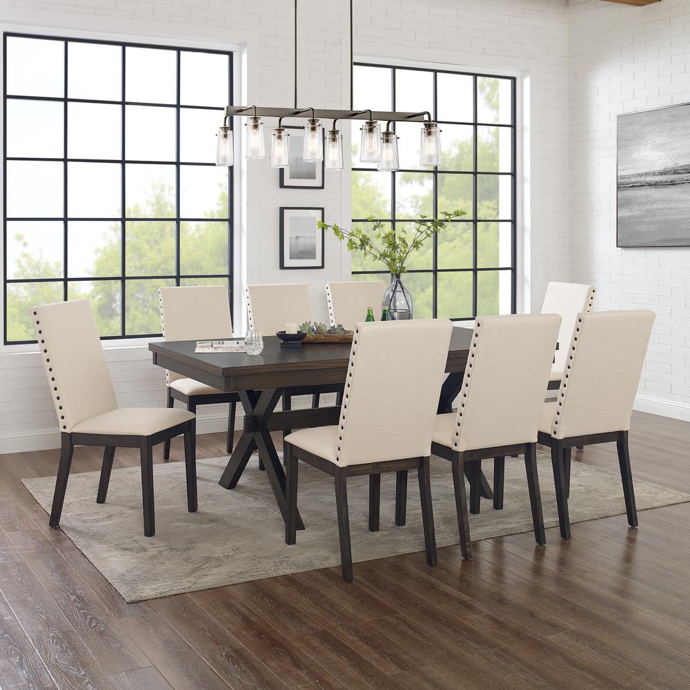 Hayden 9-Piece Dining Table Set For 8 - Table & 8 Upholstered Chairs. Picture 2