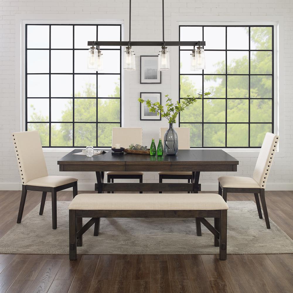 Hayden 6-Piece Dining Table Set For 7 - Table, Bench, & 4 Upholstered Chairs. Picture 3