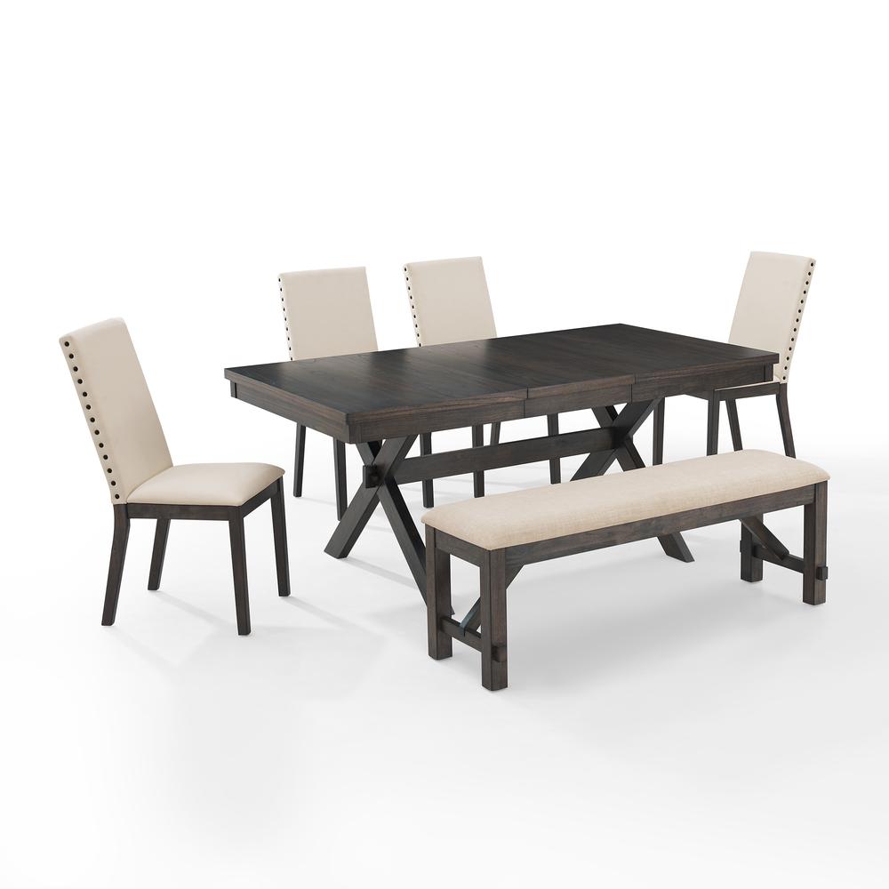 Hayden 6-Piece Dining Table Set For 7 - Table, Bench, & 4 Upholstered Chairs. Picture 6