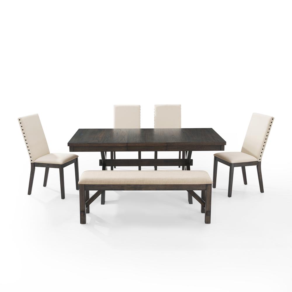 Hayden 6-Piece Dining Table Set For 7 - Table, Bench, & 4 Upholstered Chairs. Picture 7