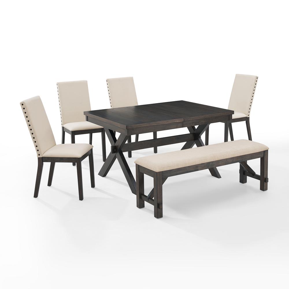 Hayden 6-Piece Dining Table Set For 7 - Table, Bench, & 4 Upholstered Chairs. Picture 8