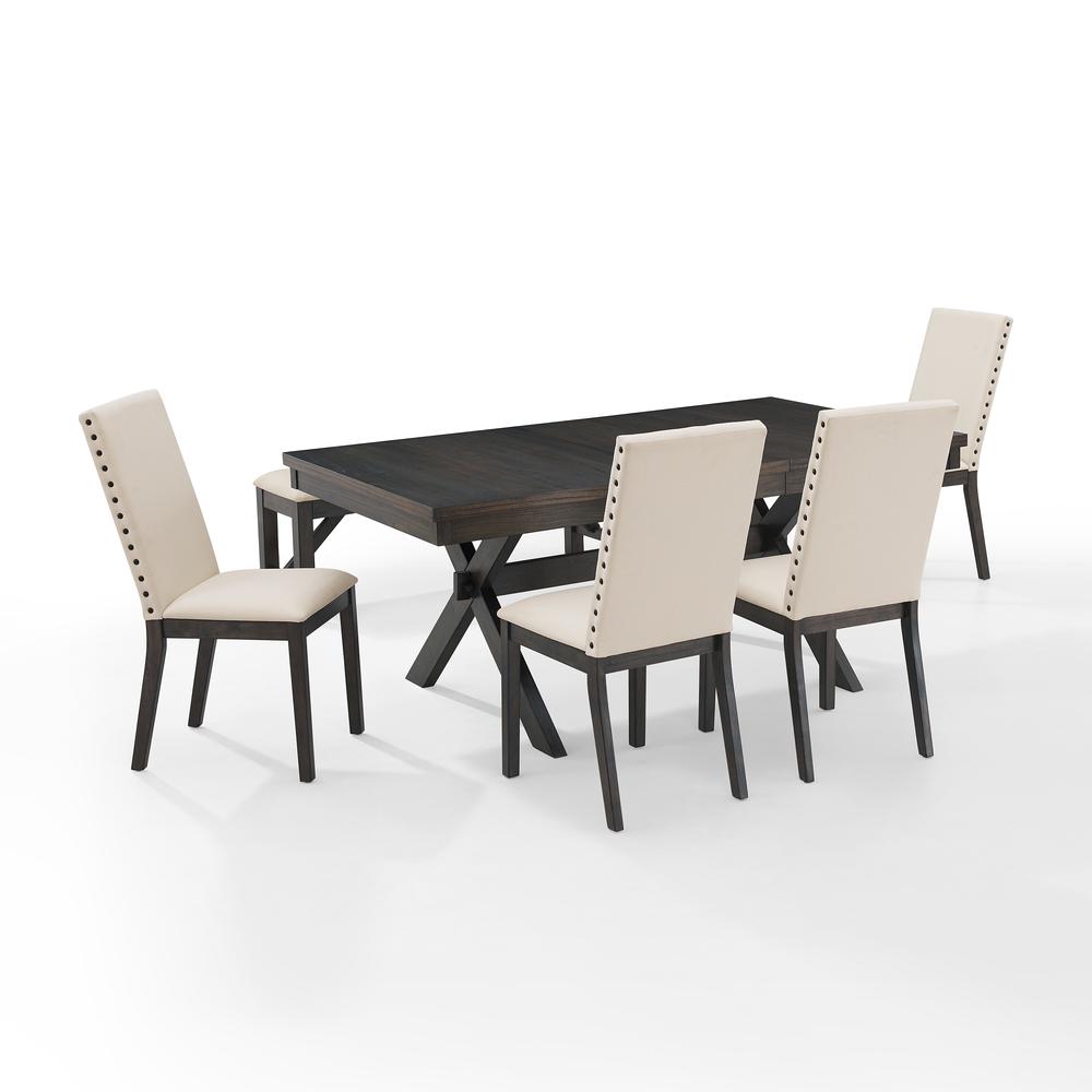 Hayden 6-Piece Dining Table Set For 7 - Table, Bench, & 4 Upholstered Chairs. Picture 9