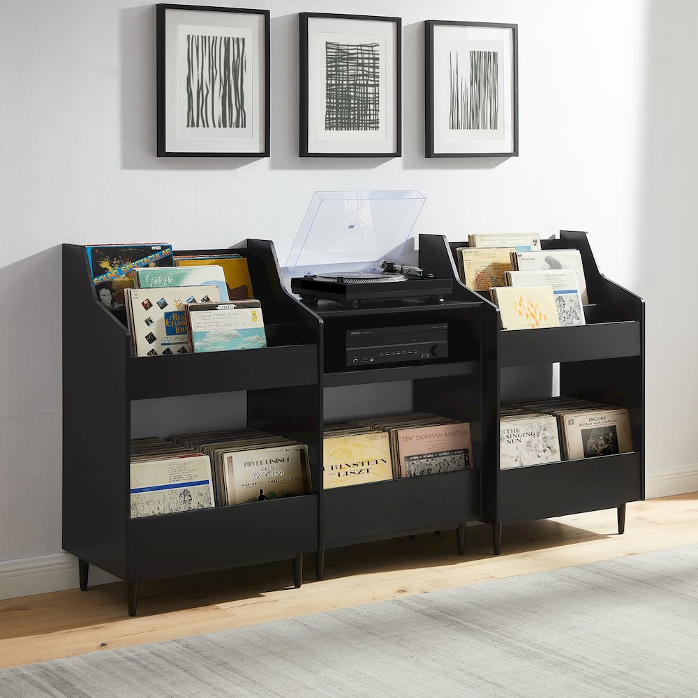 Liam 3-Piece Record Player Stand And Vinyl Storage Set. Picture 6