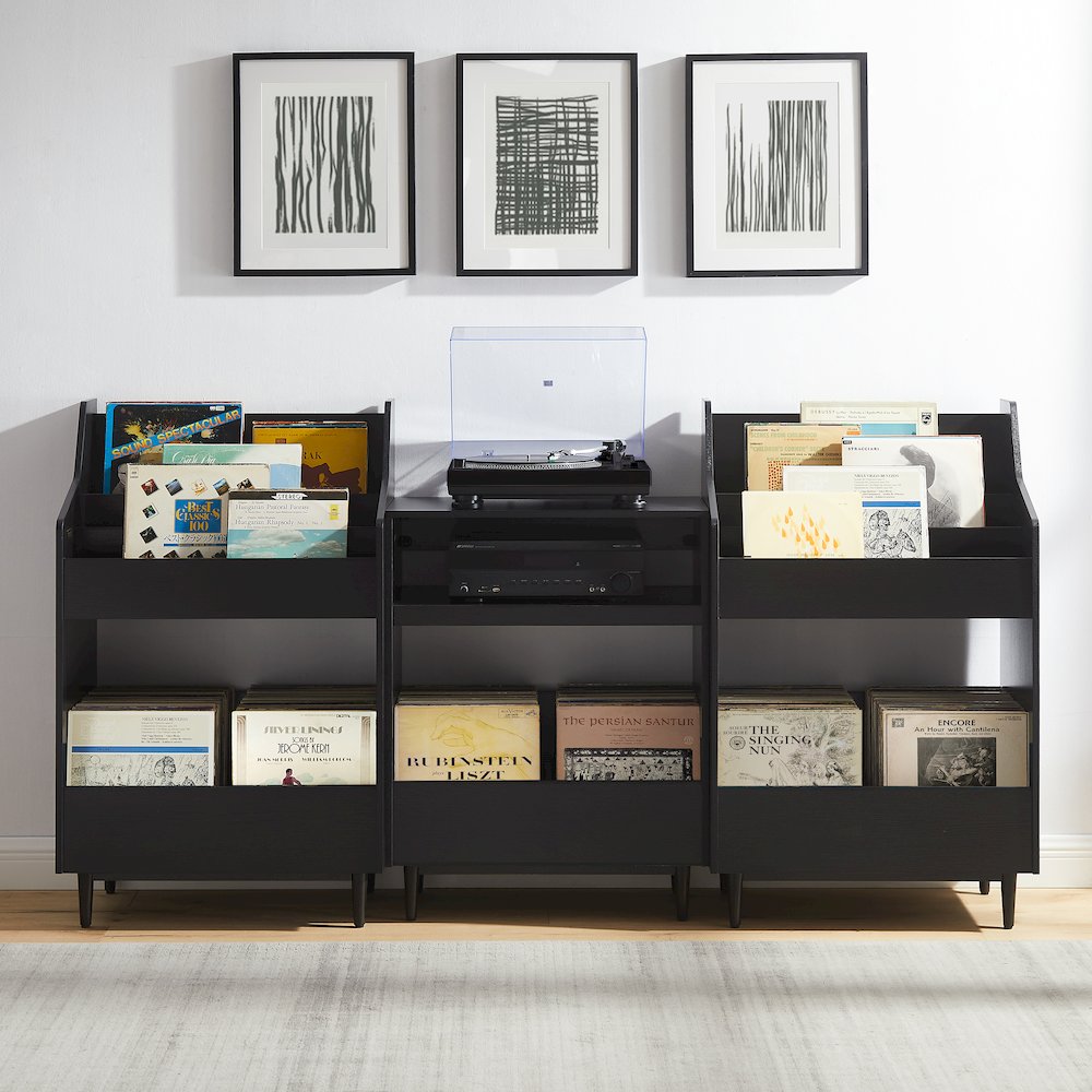 Liam 3-Piece Record Player Stand And Vinyl Storage Set. Picture 7