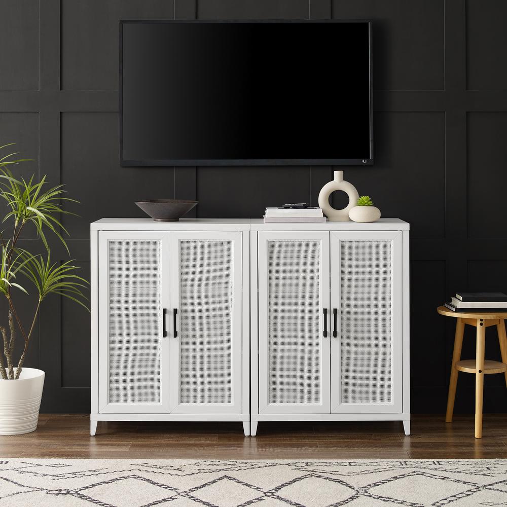 Milo 2-Piece Media Sideboard Cabinet Set - 2 Storage Pantries. Picture 4