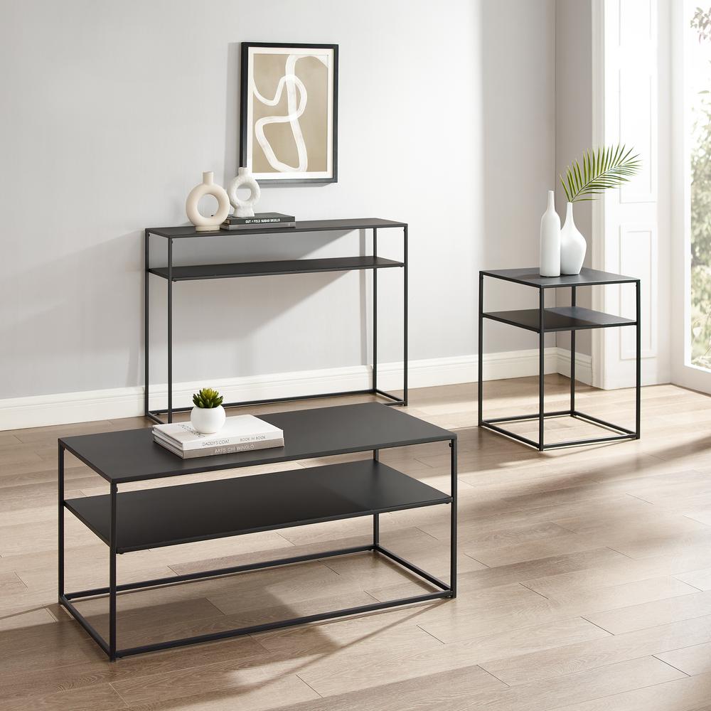 Braxton 3Pc Coffee Table Set Matte Black - Coffee Table, Console Table, & End Table. Picture 2