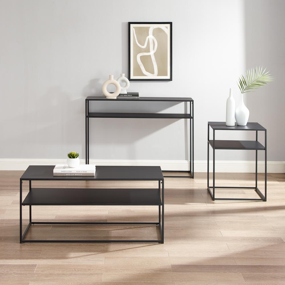 Braxton 3Pc Coffee Table Set Matte Black - Coffee Table, Console Table, & End Table. Picture 3