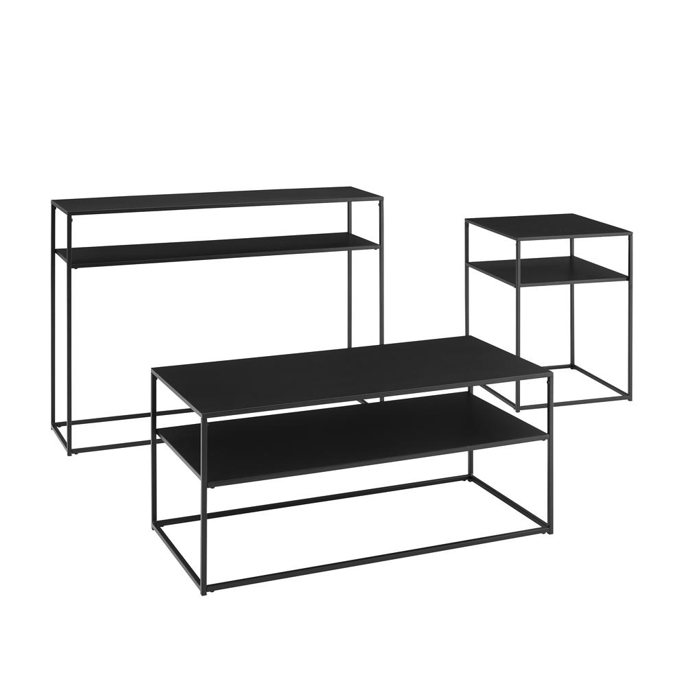 Braxton 3Pc Coffee Table Set Matte Black - Coffee Table, Console Table, & End Table. Picture 1
