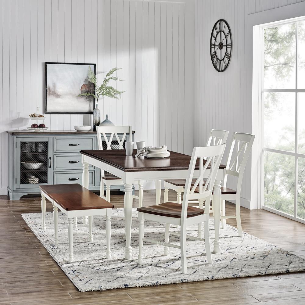Shelby 6 Piece Dining Set Distressed White - Table, Bench, & 4 Chairs. Picture 4