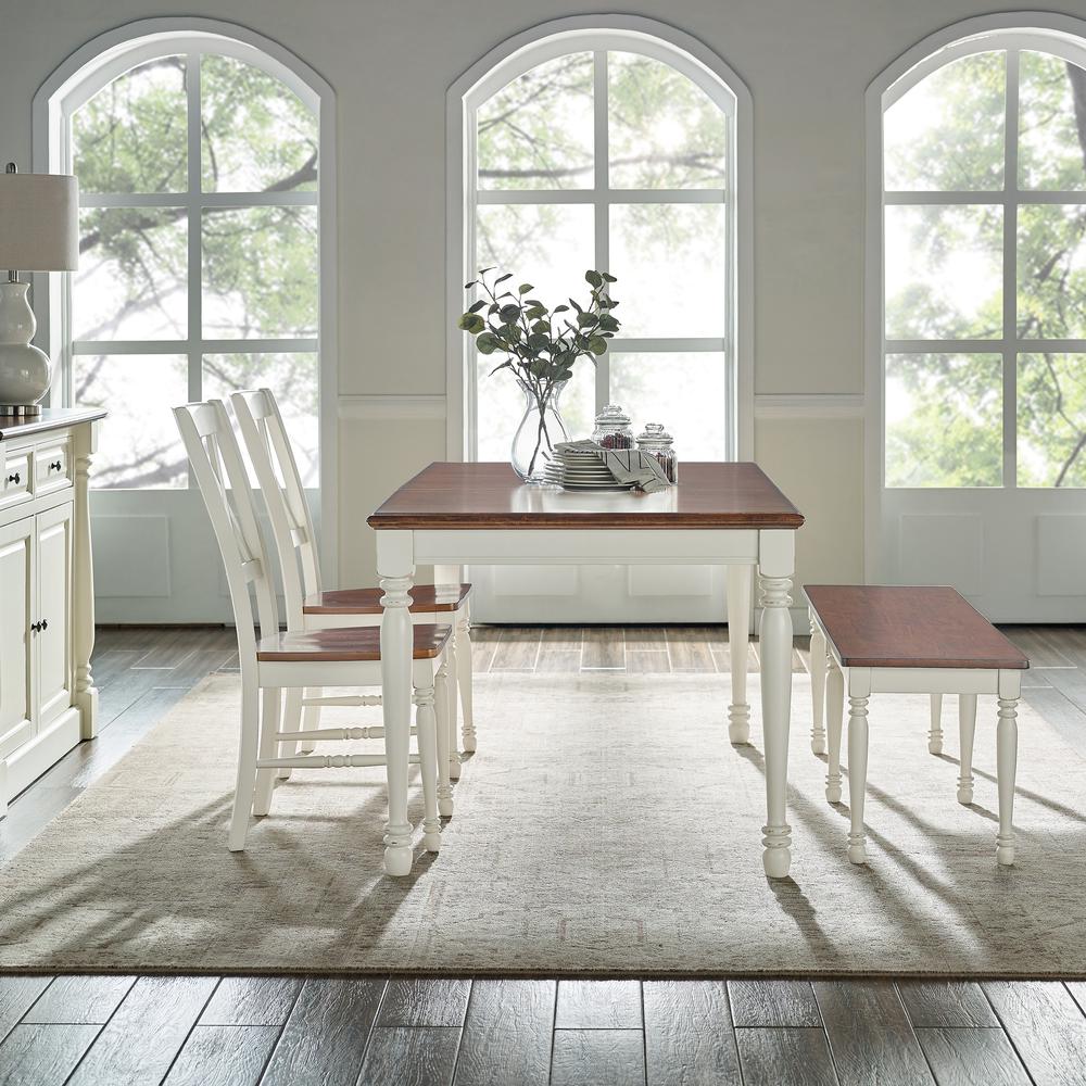 Shelby 4-Piece Dining Table Set For 5 - Table, Bench, & 2 Chairs. Picture 3