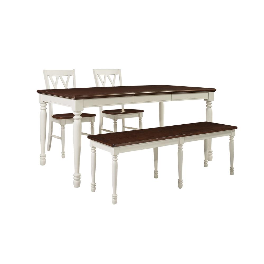 Shelby 4-Piece Dining Table Set For 5 - Table, Bench, & 2 Chairs. Picture 1