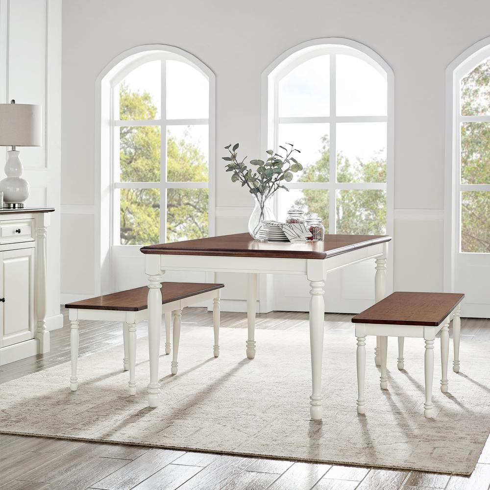 Shelby 3-Piece Dining Table Set For 6 - Table & 2 Benches. Picture 3