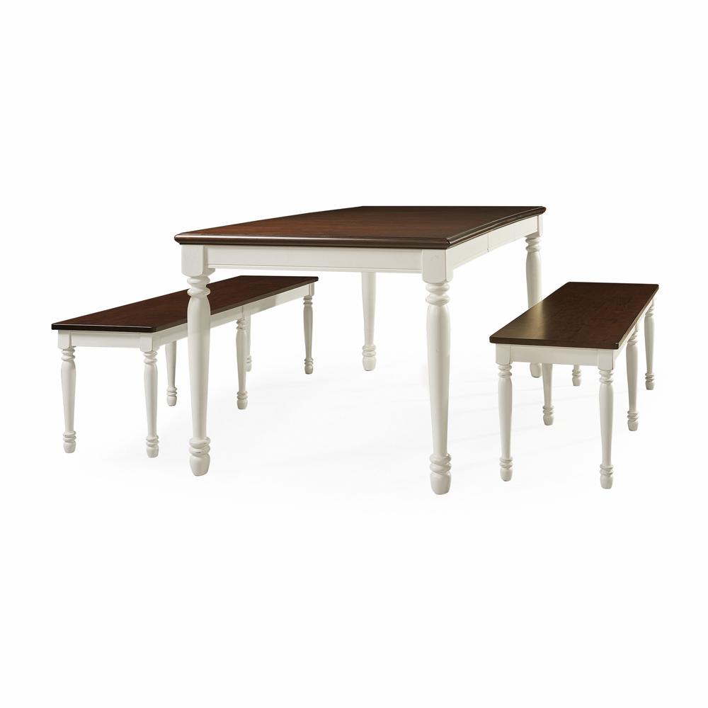 Shelby 3-Piece Dining Table Set For 6 - Table & 2 Benches. Picture 5