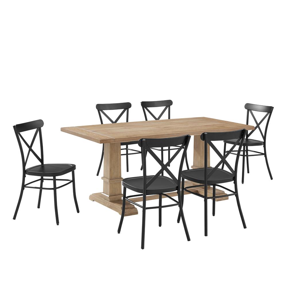 Joanna 7-Piece Dining Table Set For 6 W/Camille Chairs. Picture 1