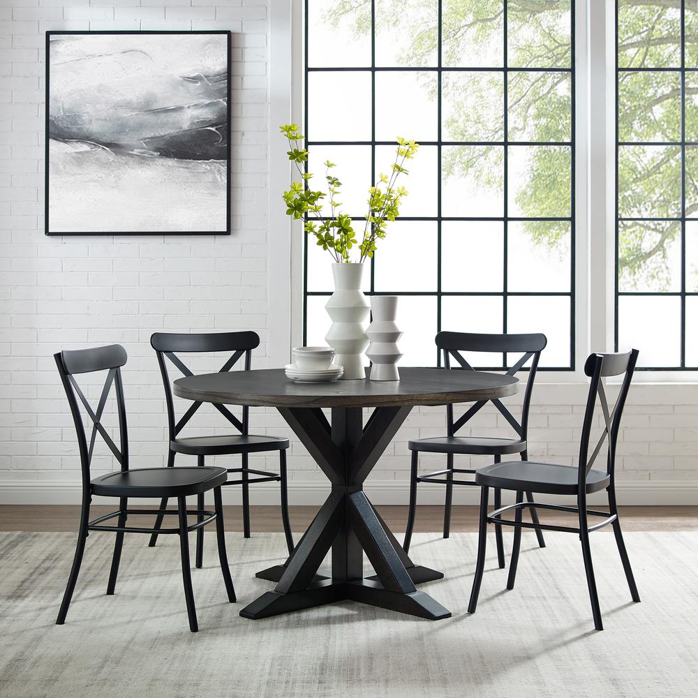 Hayden 5-Piece Round Dining Table Set W/Camille Chairs. Picture 2