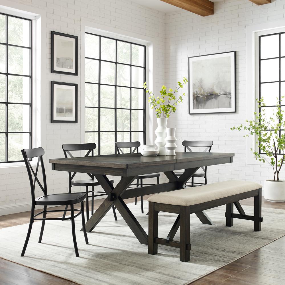 Hayden 6-Piece Dining Table Set For 7 W/Camille Chairs, Table, Bench, & 4 Chairs. Picture 2