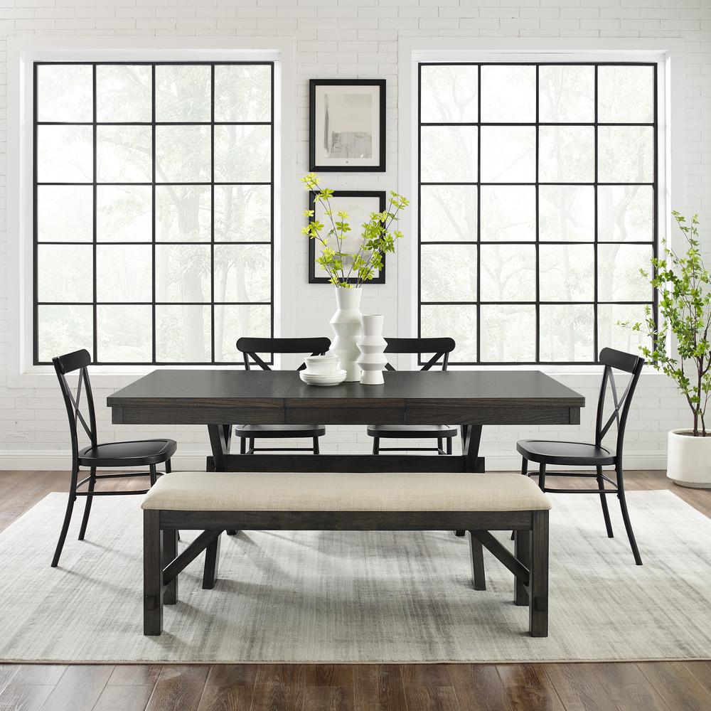Hayden 6-Piece Dining Table Set For 7 W/Camille Chairs, Table, Bench, & 4 Chairs. Picture 3