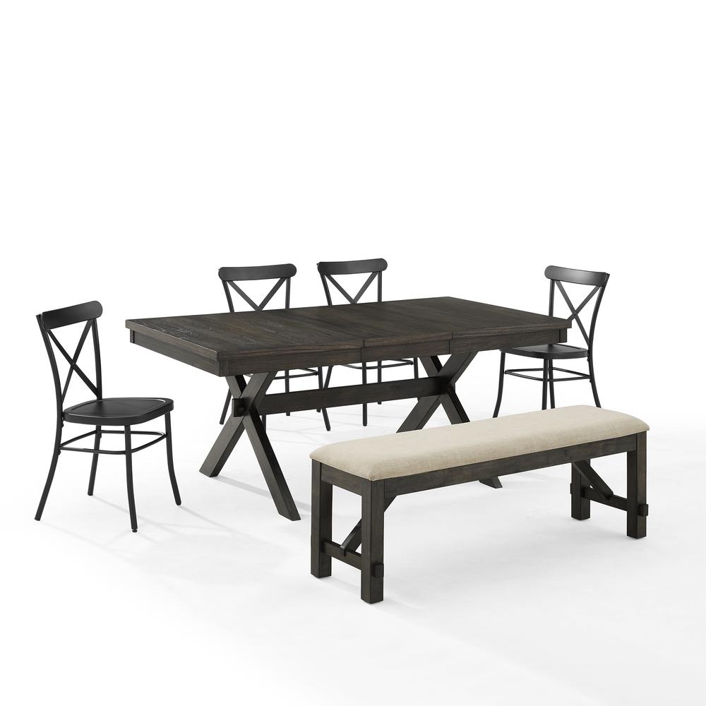 Hayden 6-Piece Dining Table Set For 7 W/Camille Chairs, Table, Bench, & 4 Chairs. Picture 7