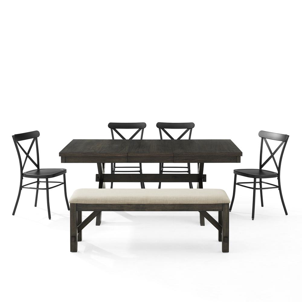Hayden 6-Piece Dining Table Set For 7 W/Camille Chairs, Table, Bench, & 4 Chairs. Picture 8