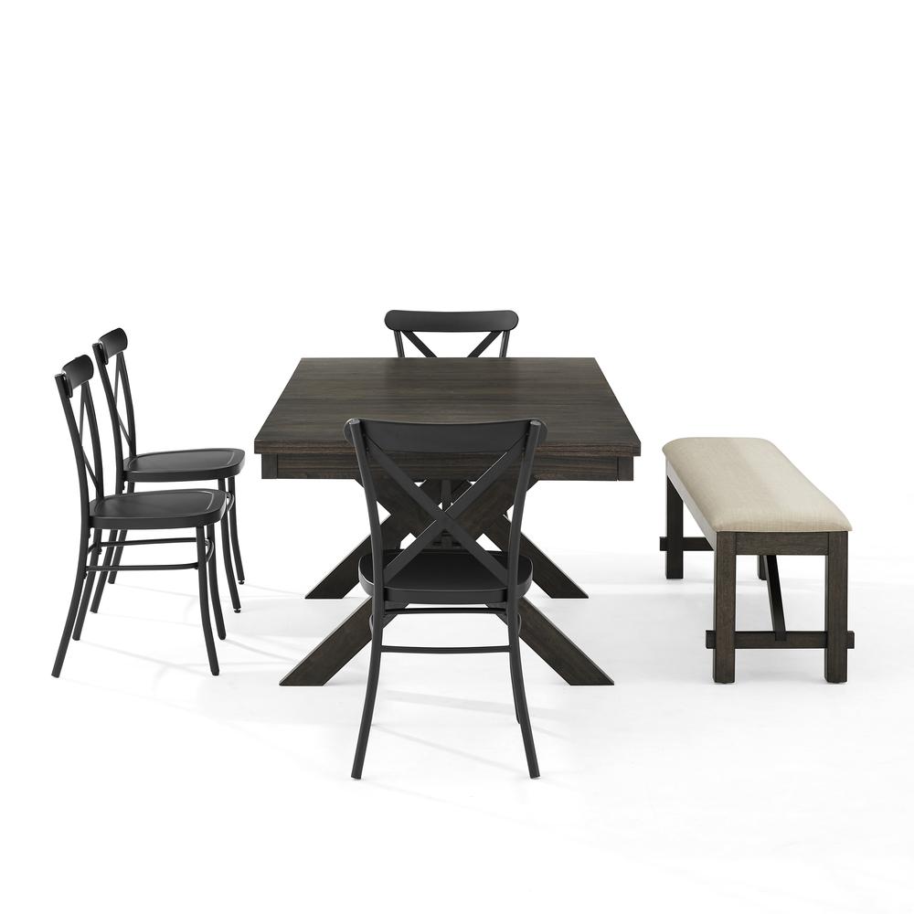 Hayden 6-Piece Dining Table Set For 7 W/Camille Chairs, Table, Bench, & 4 Chairs. Picture 9