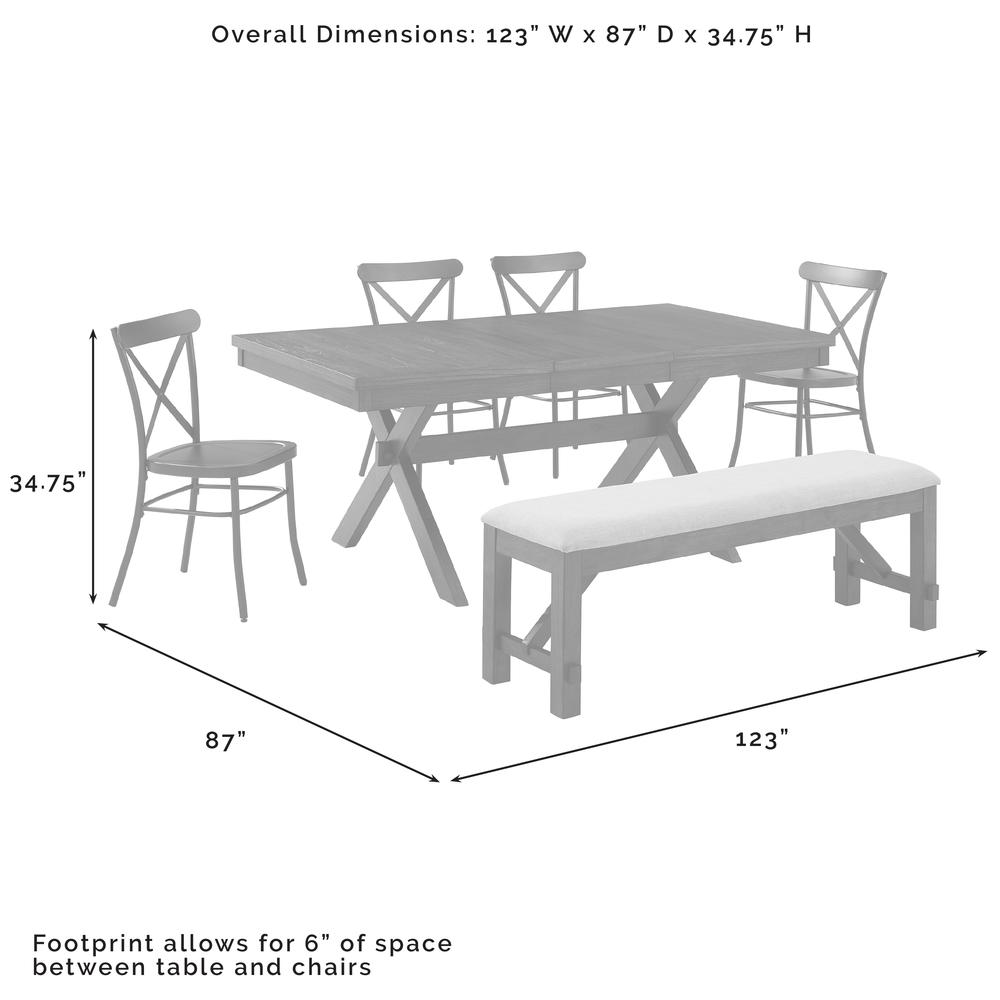 Hayden 6-Piece Dining Table Set For 7 W/Camille Chairs, Table, Bench, & 4 Chairs. Picture 12