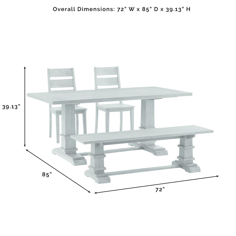 Joanna 4-Piece Dining Table Set For 5 - Table, Bench, & 2 Ladder-Back Chairs. Picture 9