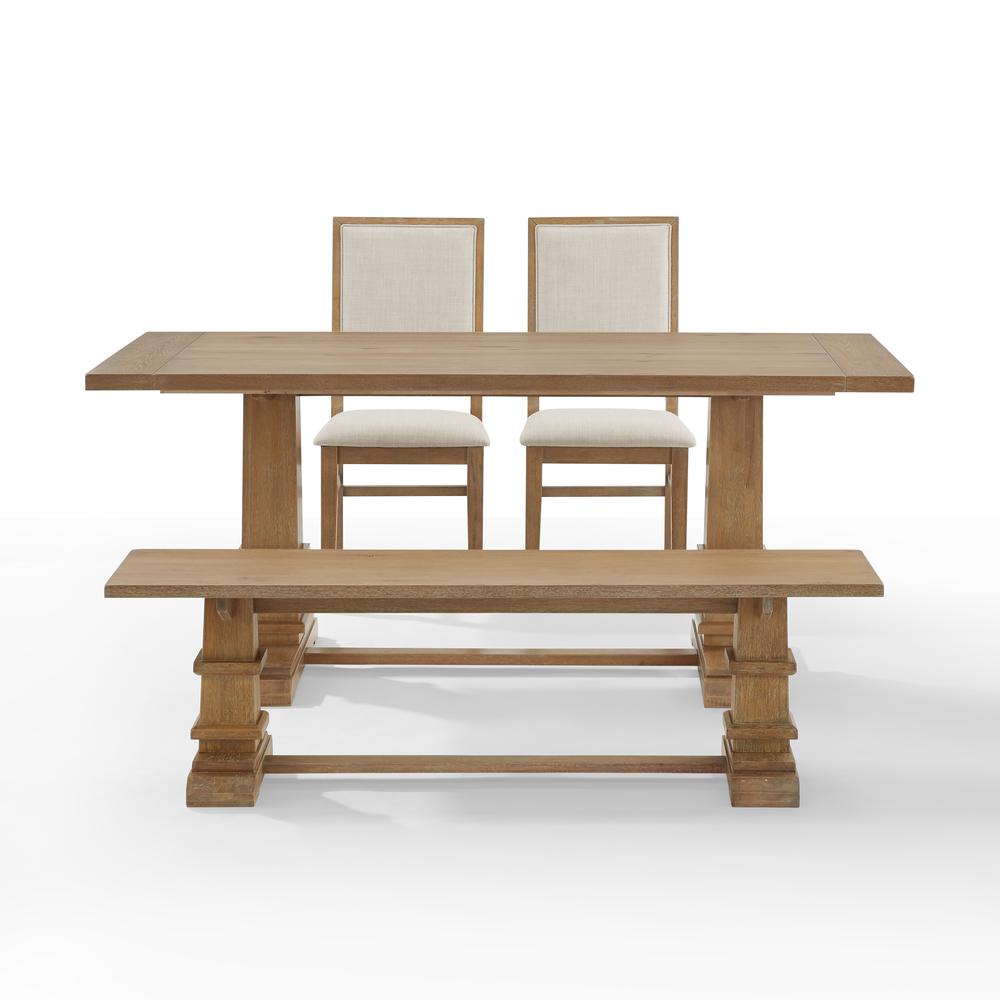 Joanna 4-Piece Dining Table Set For 5 - Table, Bench, & 2 Upholstered Chairs. Picture 7