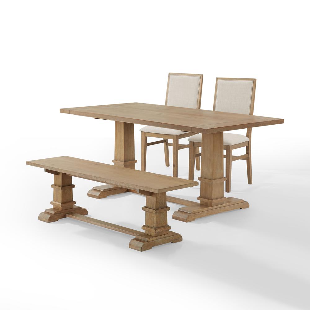 Joanna 4-Piece Dining Table Set For 5 - Table, Bench, & 2 Upholstered Chairs. Picture 8