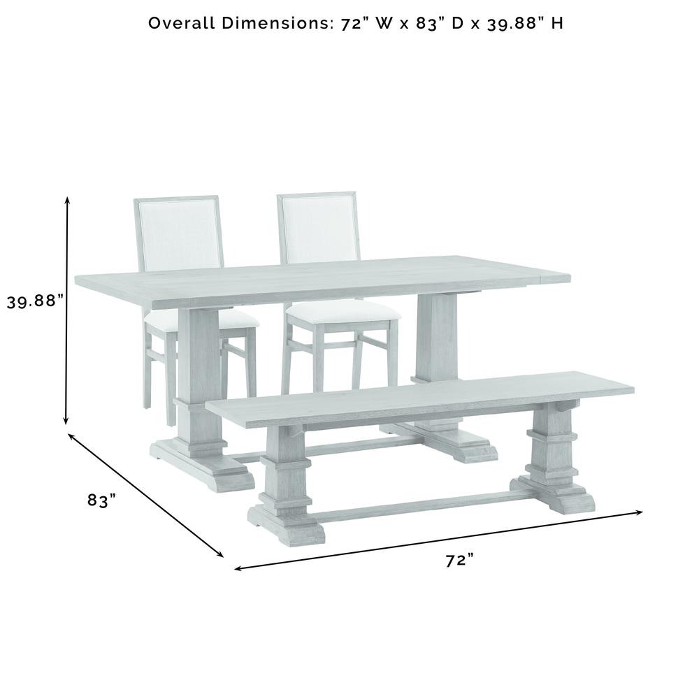 Joanna 4-Piece Dining Table Set For 5 - Table, Bench, & 2 Upholstered Chairs. Picture 10