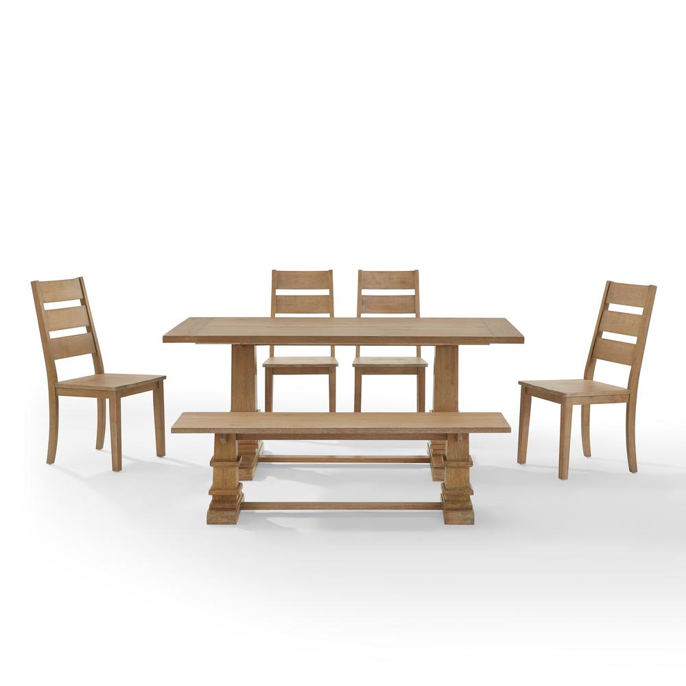 Joanna 6-Piece Dining Table Set For 7 - Table, Bench, & 4 Ladder-Back Chairs. Picture 6
