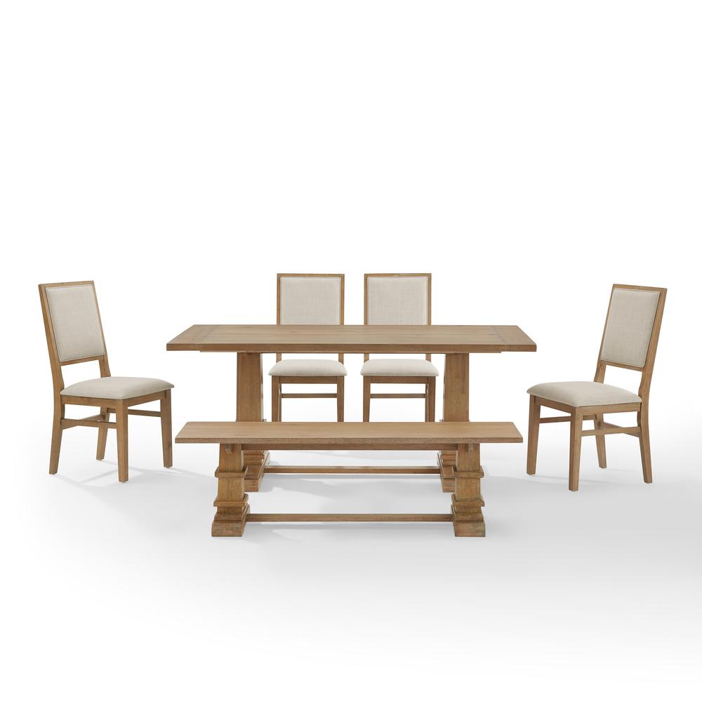 Joanna 6-Piece Dining Table Set For 7 - Table, Bench, & 4 Upholstered Chairs. Picture 7